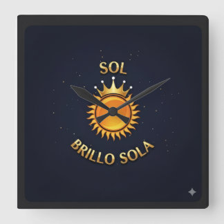 Reloj de Pared Cuadrado con Logo Sol Brillo Sola | スクエア壁時計