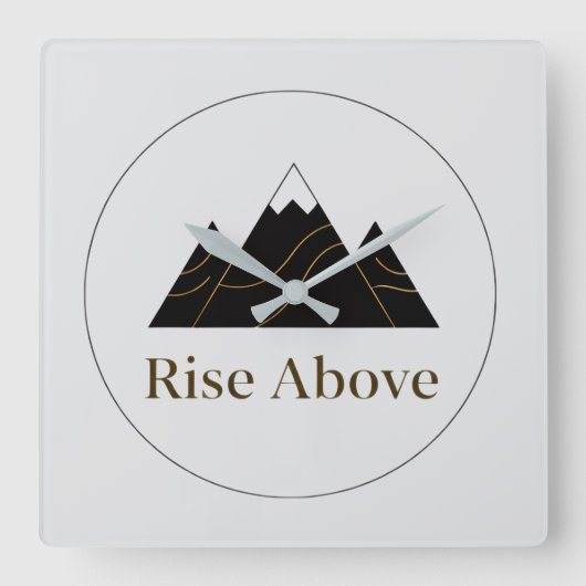 Reloj de Pared Cuadrado ‘Rise Above’ – Minimalista スクエア壁時計 (正面)