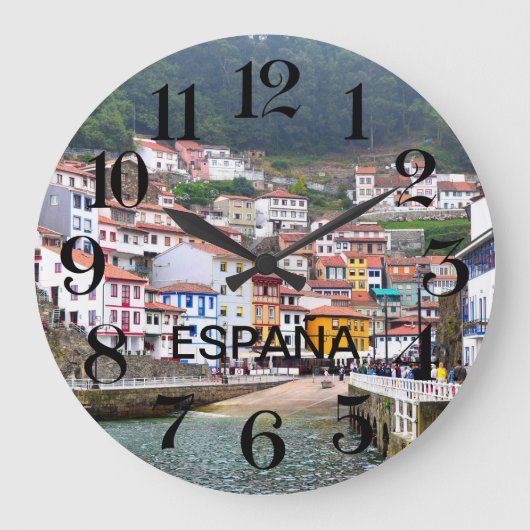 reloj de pared de Cudillero en Asturias, España ラージ壁時計 (正面)