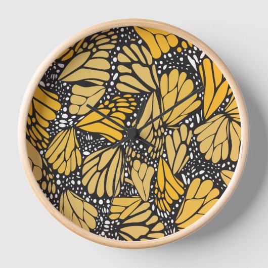 Reloj de pared estampado mariposa monarca 壁時計 (正面)