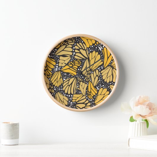 Reloj de pared estampado mariposa monarca 壁時計 (ホーム)