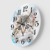 reloj de pared gato a la acuarela ラージ壁時計 (傾斜)