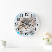 reloj de pared gato a la acuarela ラージ壁時計 (ホーム)