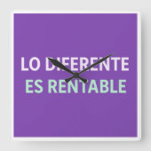Reloj de pared “Lo diferente es rentable” – Mensaj スクエア壁時計 (正面)