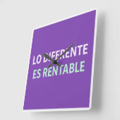 Reloj de pared “Lo diferente es rentable” – Mensaj スクエア壁時計 (傾斜)