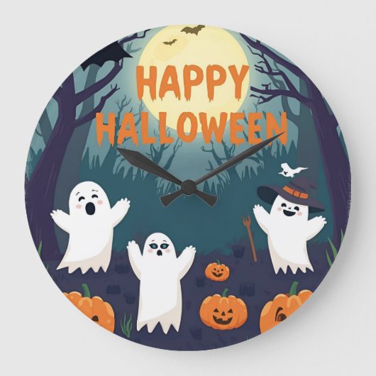 Reloj de pared para niños en Halloween  ラージ壁時計 (正面)
