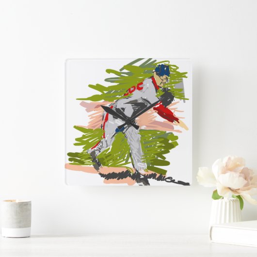 Reloj de Pared Pitcher Lanzando la Pelota スクエア壁時計 (ホーム)