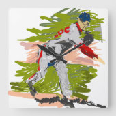 Reloj de Pared Pitcher Lanzando la Pelota スクエア壁時計 (正面)