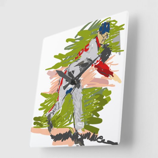 Reloj de Pared Pitcher Lanzando la Pelota スクエア壁時計 (傾斜)