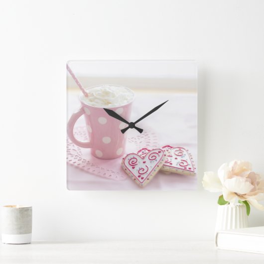 reloj de pared rosado スクエア壁時計 (ホーム)