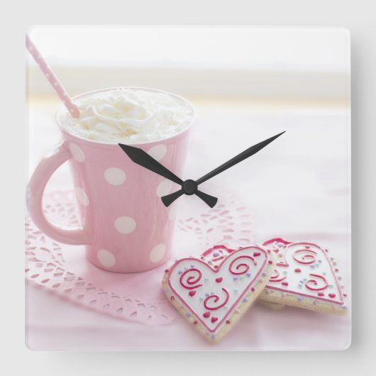 reloj de pared rosado スクエア壁時計 (正面)