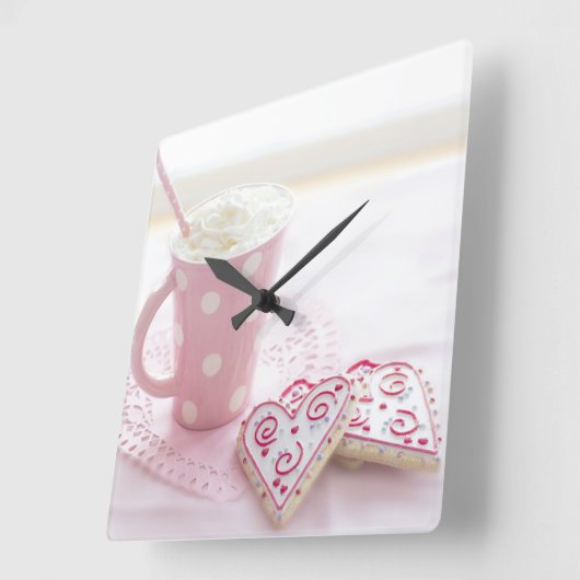 reloj de pared rosado スクエア壁時計 (傾斜)