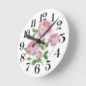 reloj de pared rosas a la acuarela ラウンド壁時計 (傾斜)
