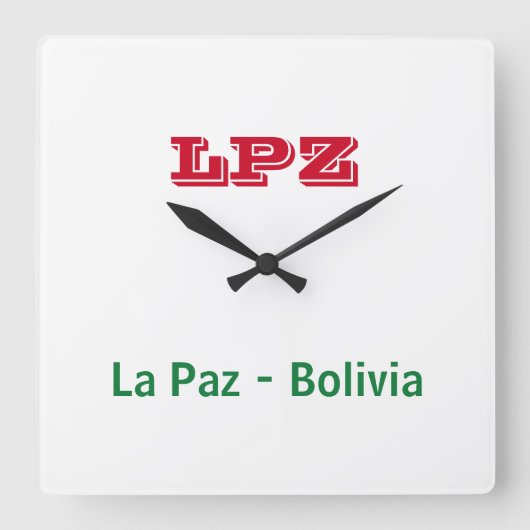 Reloj La Paz Bolivia スクエア壁時計 (正面)