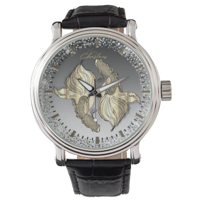 Reloj para navidad con peces doradas 腕時計 (正面)