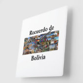 Reloj  recuerdo de Bolivia スクエア壁時計 (傾斜)