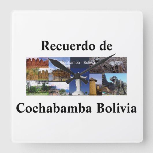 Reloj recuerdo de Cochabamba Bolivia スクエア壁時計 (正面)