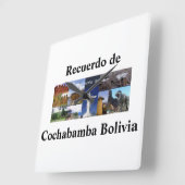 Reloj recuerdo de Cochabamba Bolivia スクエア壁時計 (傾斜)