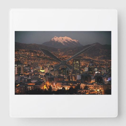 Reloj recuerdo de La Paz Bolivia スクエア壁時計 (正面)