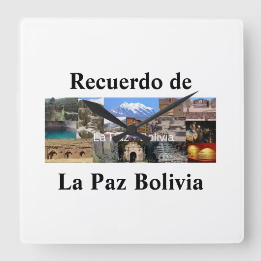 Reloj  recuerdo de La Paz Bolivia スクエア壁時計 (正面)