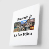Reloj  recuerdo de La Paz Bolivia スクエア壁時計 (傾斜)