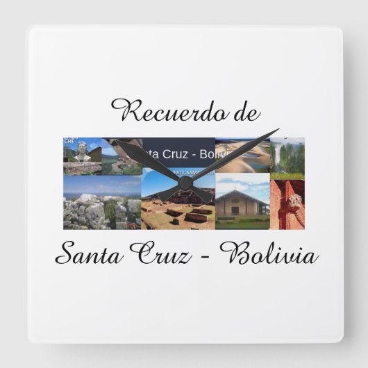Reloj recuerdo de Santa Cruz Bolivia スクエア壁時計 (正面)