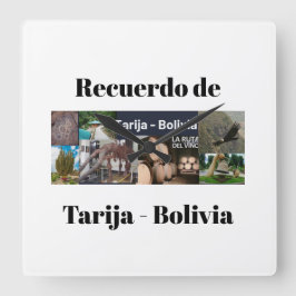 Reloj Recuerdo de Tarija Bolivia スクエア壁時計