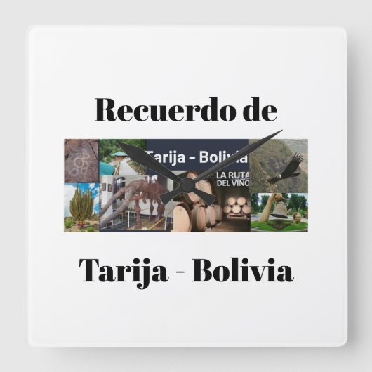 Reloj Recuerdo de Tarija Bolivia スクエア壁時計 (正面)
