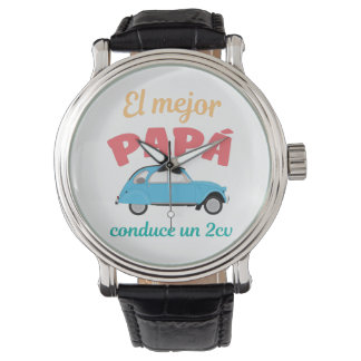 Reloj Redondo Grande Camiseta El Mejor Papá conduc 腕時計