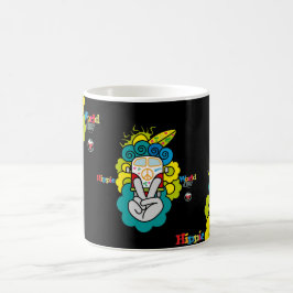 Reloj Redondo Grande HIPPIE WORLD Peace and LOVE コーヒーマグカップ