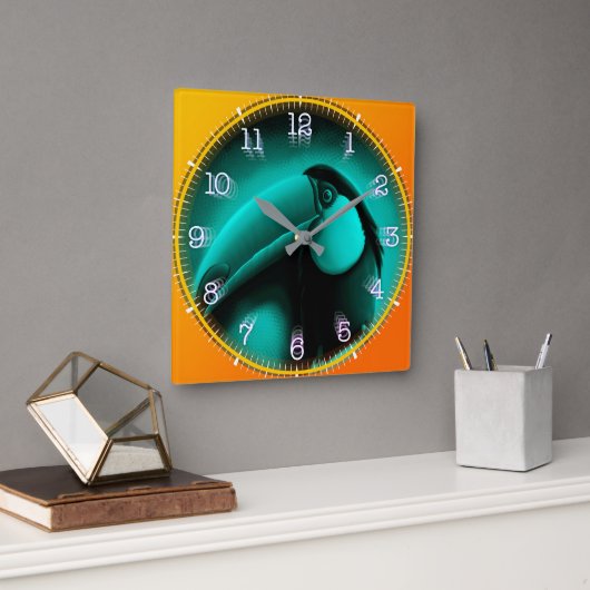 Reloj Time and illustrated art on your wall. スクエア壁時計 (オフィス)