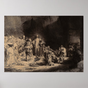 Rembrandt - Christ Preaching, Hundred Guilder Prin ポスター