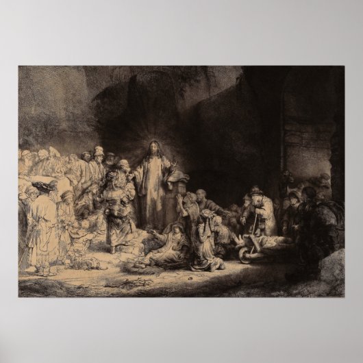 Rembrandt - Christ Preaching, Hundred Guilder Prin ポスター (正面)