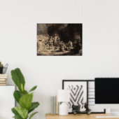 Rembrandt - Christ Preaching, Hundred Guilder Prin ポスター (ホームオフィス)