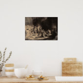 Rembrandt - Christ Preaching, Hundred Guilder Prin ポスター (キッチン)