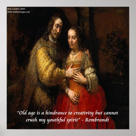 Rembrandt "The Jewish Bride" & Famous Quote Poster ポスター (正面)