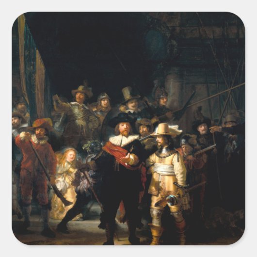 Rembrandt The Night Watch Stickers スクエアシール (正面)