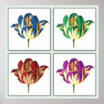 Rembrandt Tulip Pop Art Poster Print ポスター<br><div class="desc">A lovely and colorful pop-art rendering of a glorious Rembrandt tulip in 4 colors.</div>