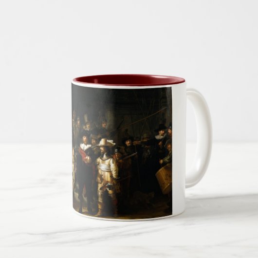 Rembrandt Van Rijn著夜警員を絵を描くこと ツートーンマグカップ (正面右)