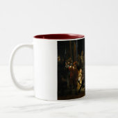 Rembrandt Van Rijn著夜警員を絵を描くこと ツートーンマグカップ (左)