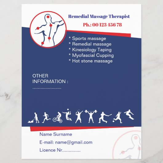 Remedial massage flyer template チラシ (正面)