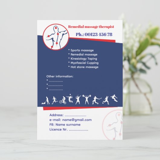 Remedial massage Flyer Template 招待状 (スタンド正面)