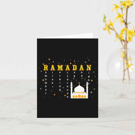 Remember Allah Ramadan Mubarak Kareem  カード (黄色い花)