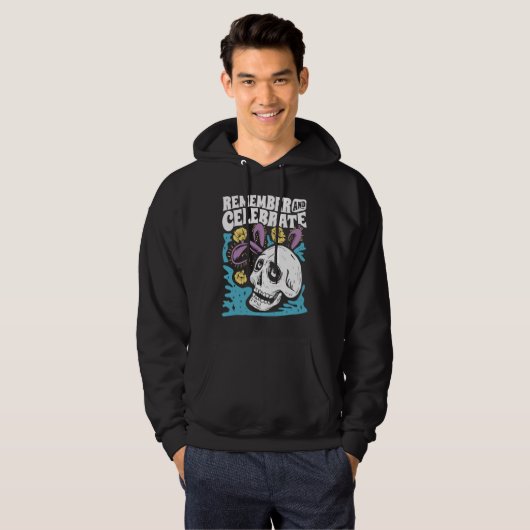 Remember And Celebrate Skull Day of the Dead Dark パーカ (正面フル)