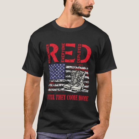 Remember Everyone Deployed Red Friday退役軍人Retr Tシャツ (正面)