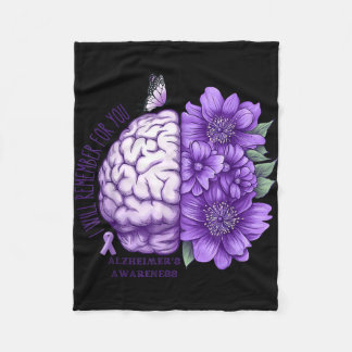 Remember for you alzheimer's awareness flowers  フリースブランケット