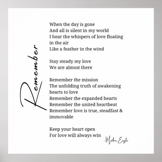 Remember Love詩のポスターのウォールアートデコール ポスター (正面)