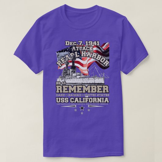 REMEMBER PEARL HARBOR BB44 USS CALIFORNIA 1941 Tシャツ (デザイン正面)