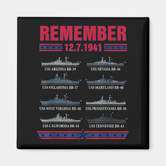 Remember pearl harbor memorial day december 7th マグネット (正面)
