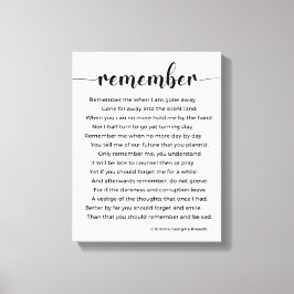 Remember Posal by Christina Georgina Rossetti キャンバスプリント